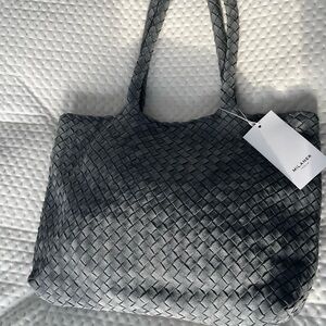 Gray Woven Tote Bag
